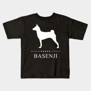 Basenji Dog White Silhouette Kids T-Shirt